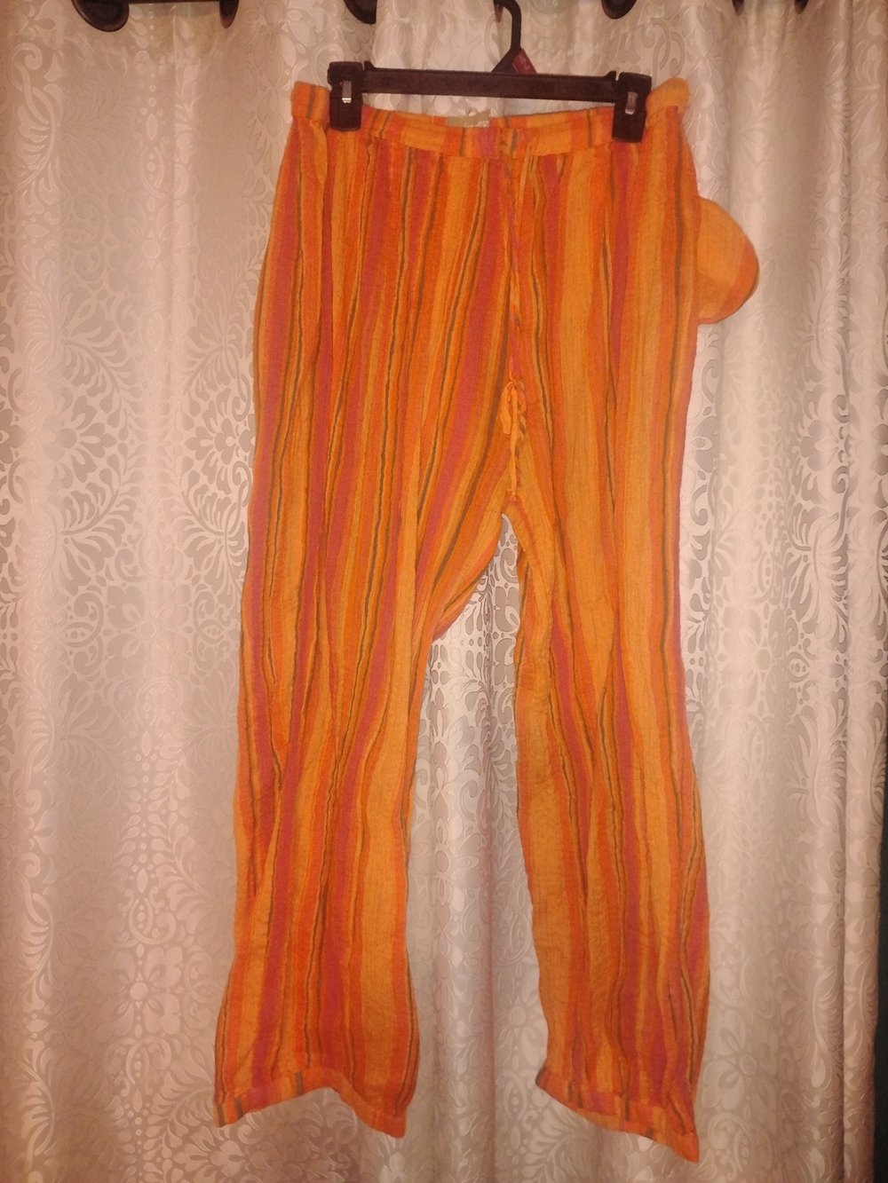 Orange Multicolor Striped Harem Pants